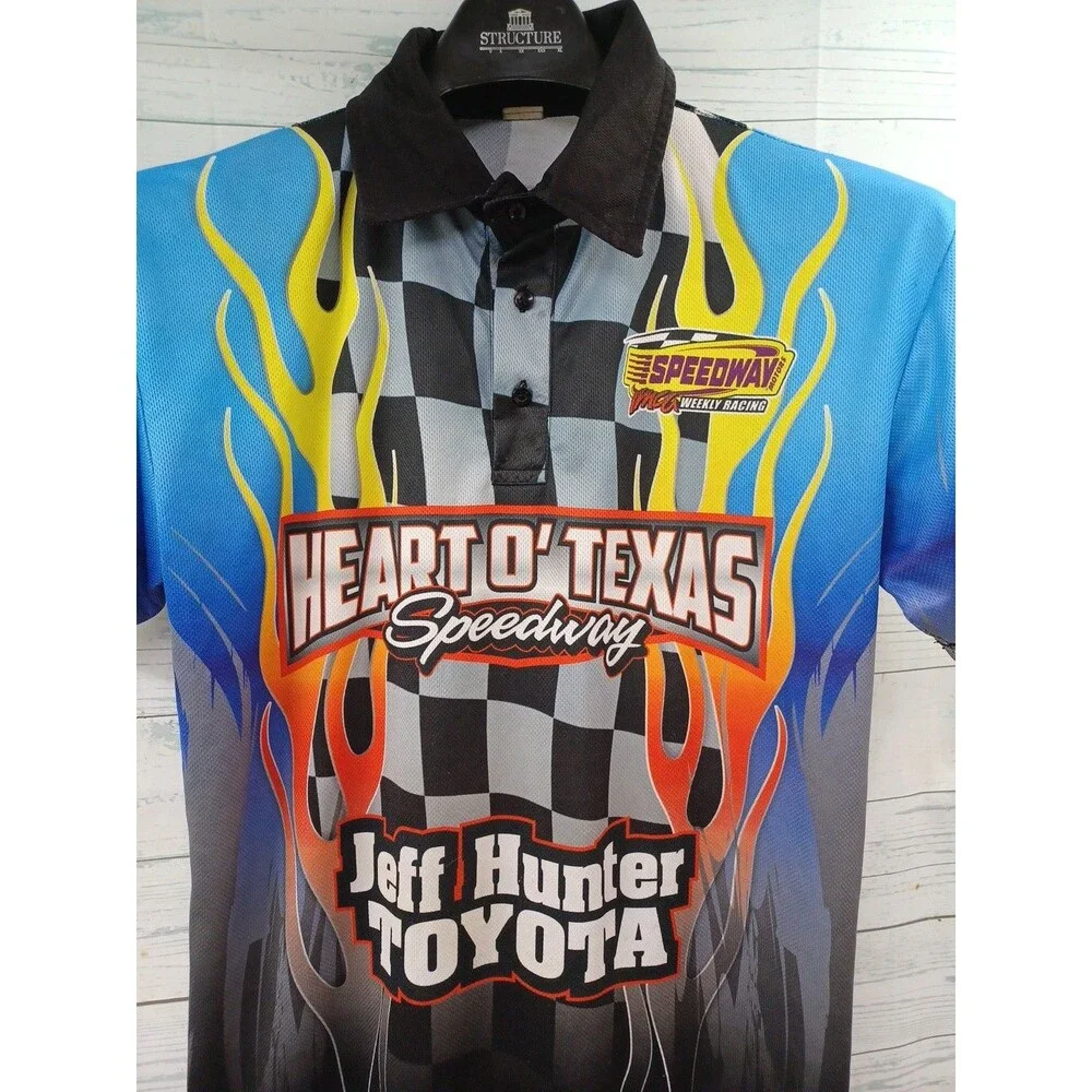Toyota Polo Shirt Weekly Racing Sz L Speedway Motors Jeff Hunter Sponsors